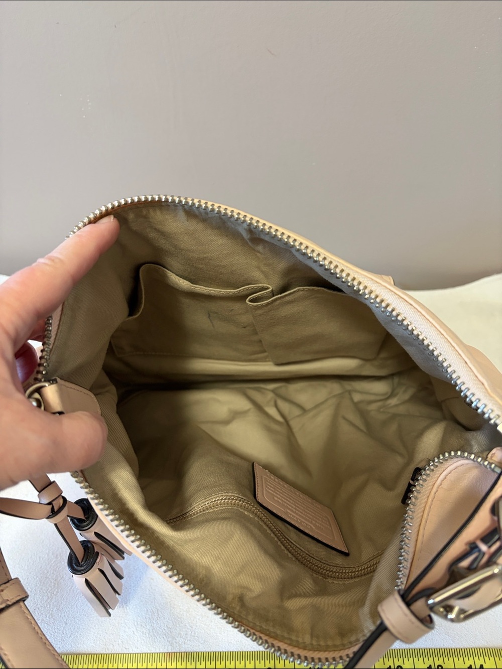 Coach Soft Pebbled Leather Shoulder Bag in Blush Pink - Picture 13 of 16